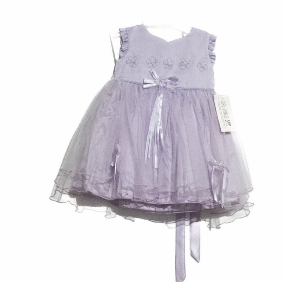 Growing Up Girls Gray Tutu Dress Floral Sleeveless V-Neck Pure Polyester Size XL - Picture 1 of 5